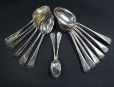 A set of six Edwardian silver table spoons, London, 1904,