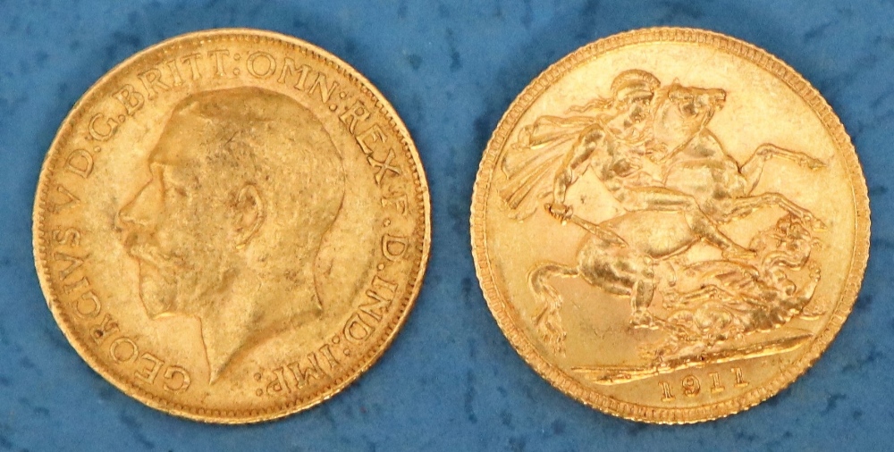Two George V gold sovereigns, - Image 2 of 2