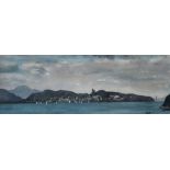 Gyrth Russell Menai Straits Watercolour Signed Inscribed verso 26 x 73cm