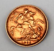 A Victorian gold sovereign,