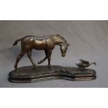 Philip Blacker A foal chasing a duck Bronze Initialled and dated '94 On a shaped wooden base 39cm