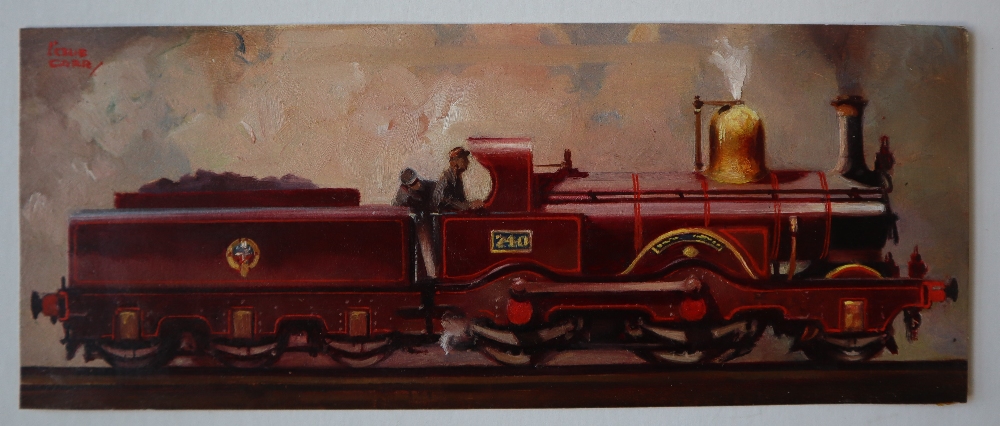 Leslie Carr (1891-1969) A locomotive and tender oil on paper (unframed) Signed 10.5 x 26.