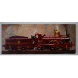 Leslie Carr (1891-1969) A locomotive and tender oil on paper (unframed) Signed 10.5 x 26.