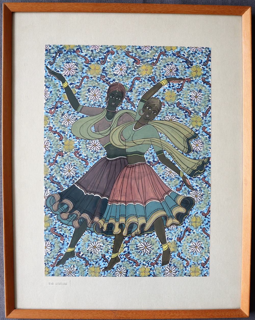 Dr D B Pardeshi (Indian School) Two Sisters Watercolour Signed and dated 27-8-62 34. - Image 2 of 4