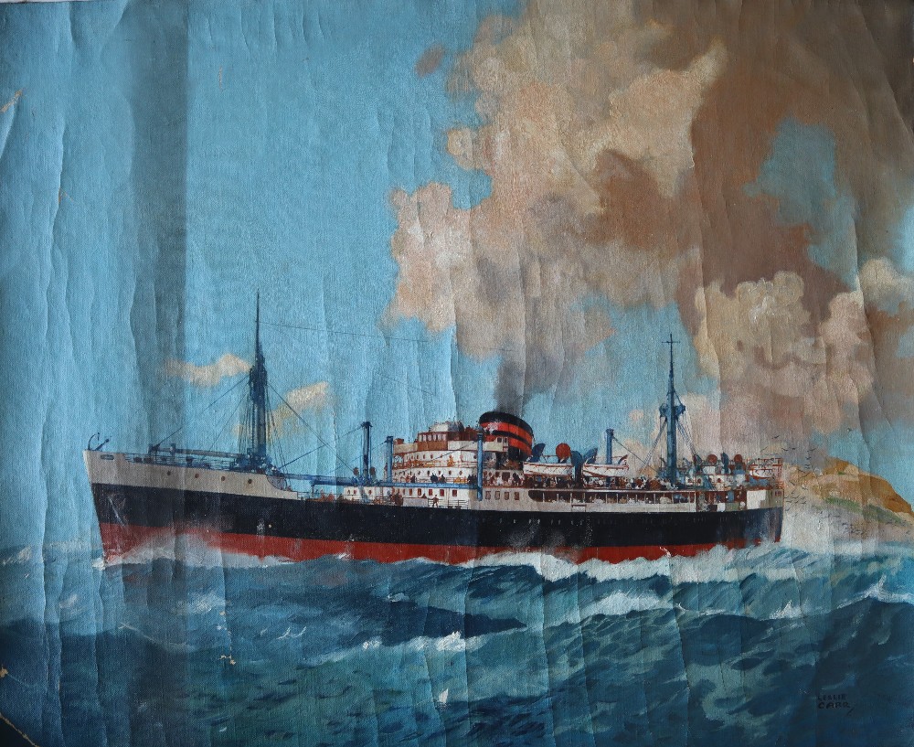 Leslie Carr (1891-1969) A cruise liner at sea Oil on canvas (unframed) Signed 60- x 72. - Image 2 of 6