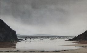 Neil S Hopkins A beach scene Watercolour Signed and dated 1987 25 x 40cm