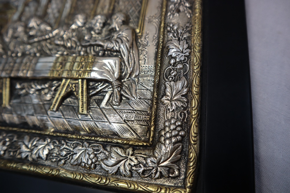 A modern silver copy of an old Byzantine Icon, depicting the last supper, marked 925, - Image 3 of 4