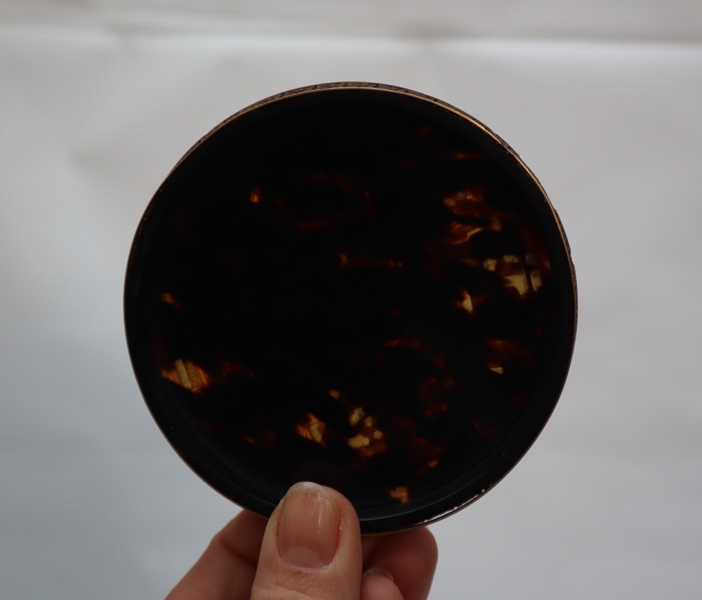 A 19th century Chinese carved tortoiseshell box and cover of circular form, - Image 11 of 11