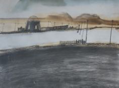 Roger Cecil A coal mining scene Watercolour Signed 56 x 76cm