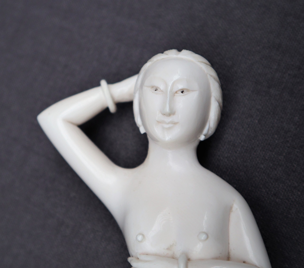 An early 20th century Japanese ivory erotica figure of a recumbent naked figure, 15. - Image 7 of 7