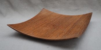 James F Benson - A Wenge bowl of dished square form, on a circular foot,
