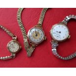 A Lady's Jaeger-Le-Coultre 9ct gold wristwatch, with a silvered dial and Arabic numerals,