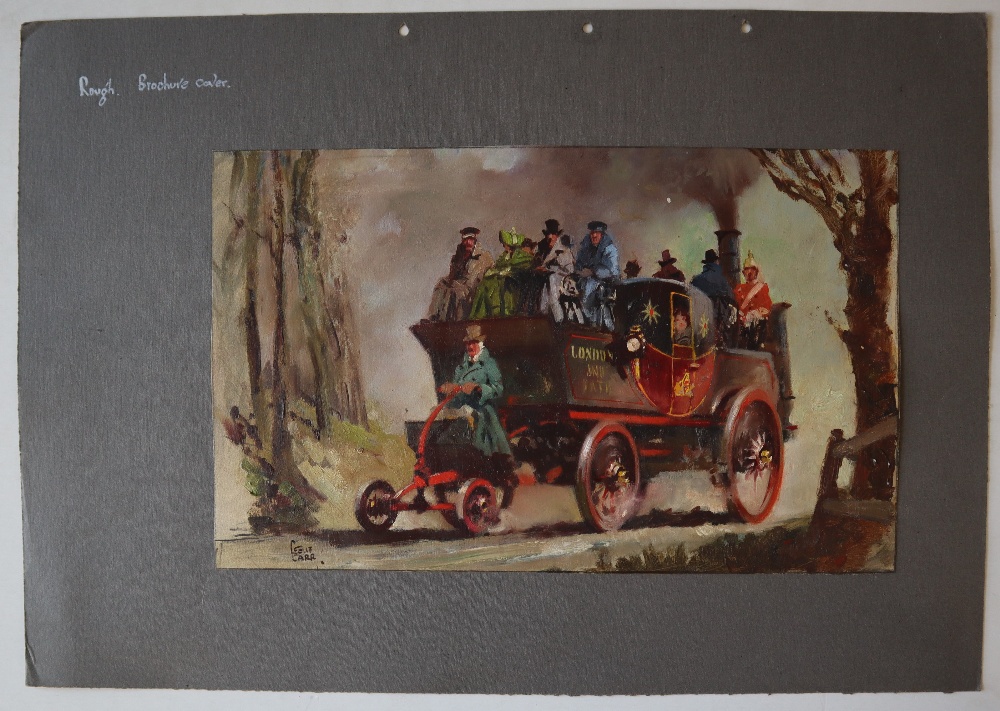 Leslie Carr (1891-1969) London and Bath Steam Carriage Oil on paper (unframed) Signed Rough. - Image 4 of 5