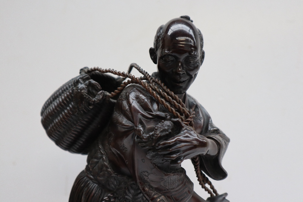 A BRONZE OKIMONO OF A FISHERMAN By Ryusai for the Maruki Company, - Image 3 of 13