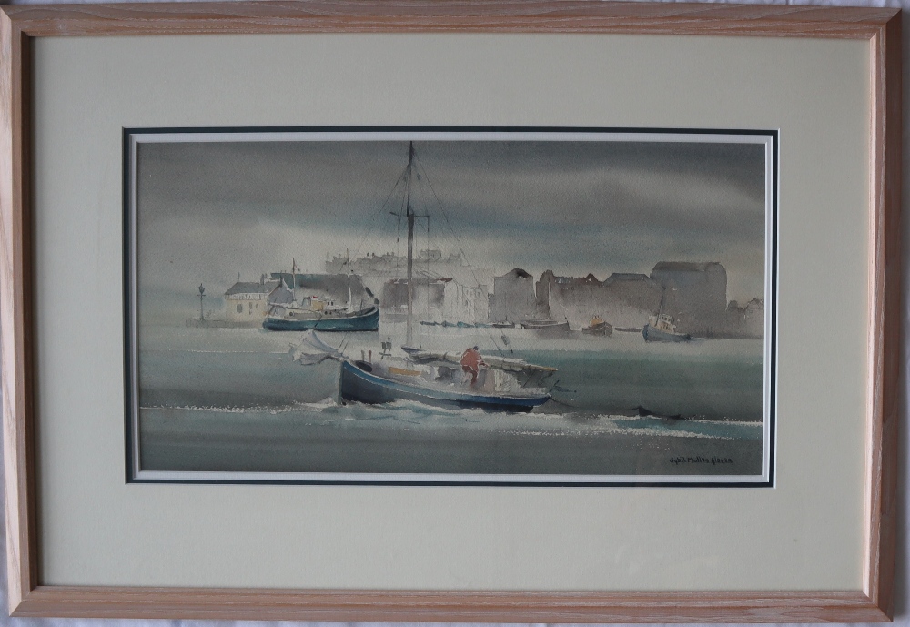 Sybil Mullen Glover Saturday preparations Watercolour Signed and label verso 27 x 50. - Image 2 of 4
