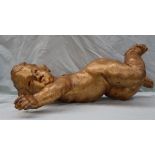 An 18th century gilt gesso cherub, with arms outstretched,