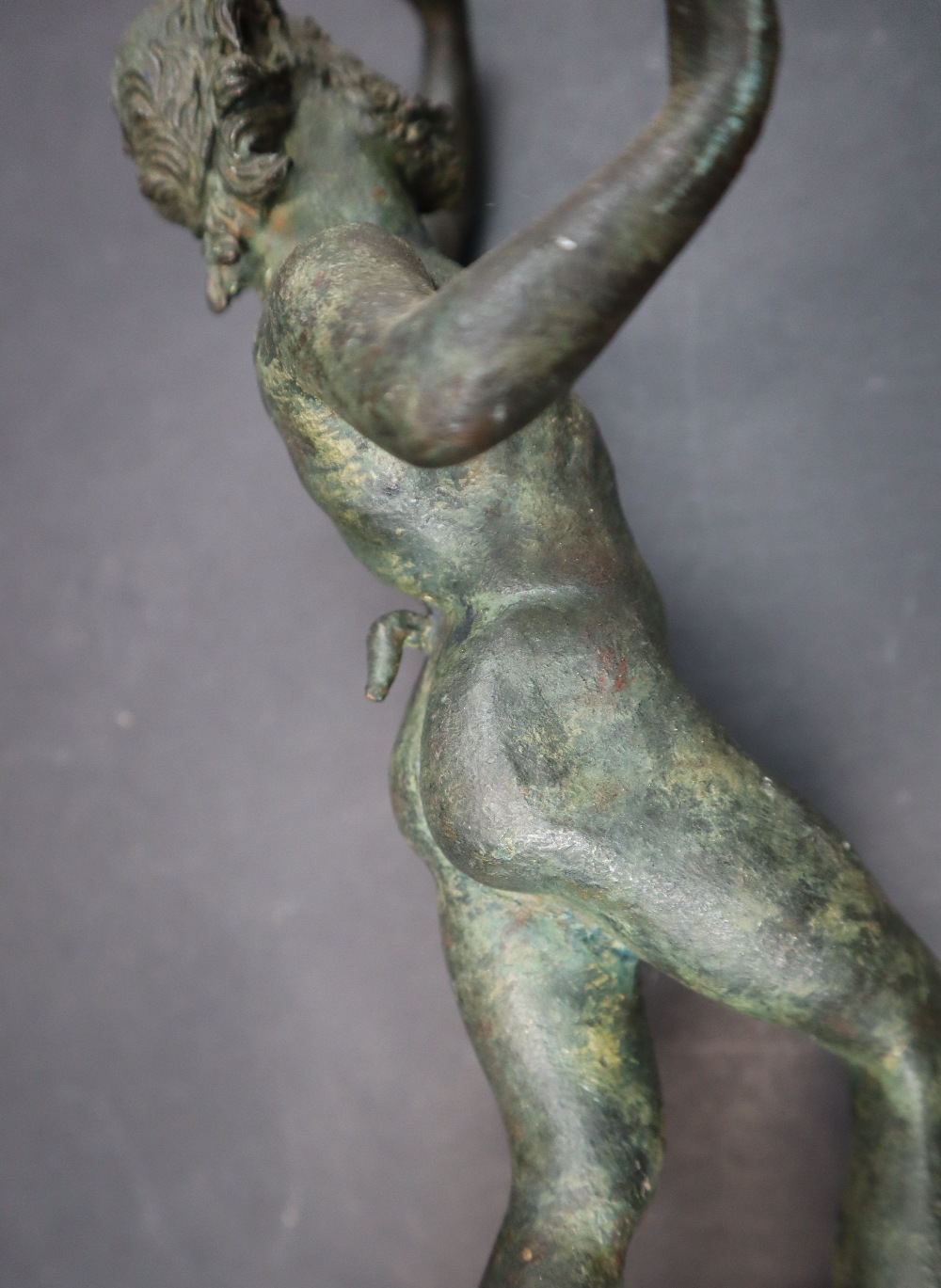 A bronze figurine of "The dancing Faun" on a stepped square base, after the antique, 31. - Image 6 of 7