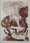 Dame Elisabeth Frink A figure with a bow on a winged horse A limited edition print No.