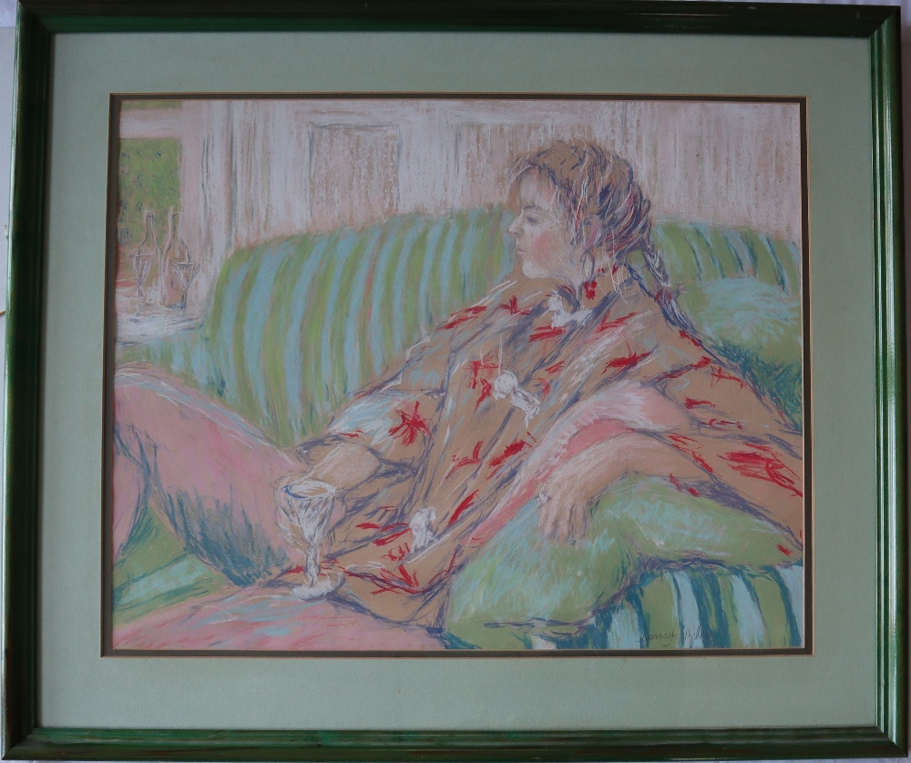 Deenagh Miller Portrait of a lady reclining Pastels Signed 49.5 x 61. - Image 2 of 4
