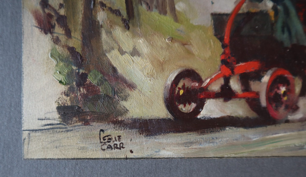 Leslie Carr (1891-1969) London and Bath Steam Carriage Oil on paper (unframed) Signed Rough. - Image 3 of 5