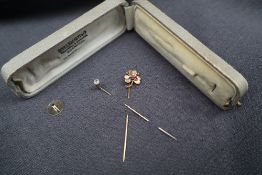 A diamond stick pin, the round brilliant cut diamond approximately 0.
