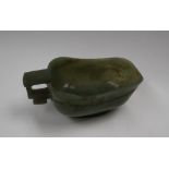 A Chinese spinach jade jug, of archaic form,