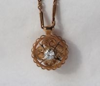 A diamond pendant, the round brilliant cut diamond approximately 1.