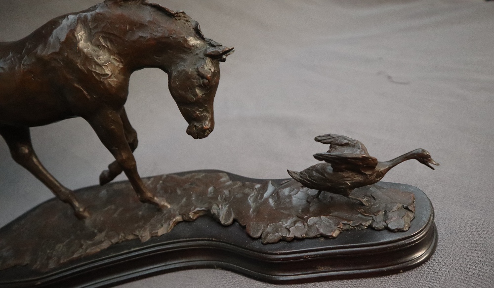 Philip Blacker A foal chasing a duck Bronze Initialled and dated '94 On a shaped wooden base 39cm - Image 2 of 8