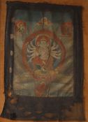 Indian School Lord Ganesh Watercolour on silk 72 x 48cm