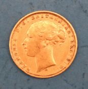 A Victorian gold sovereign,