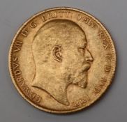 An Edward VII gold sovereign,