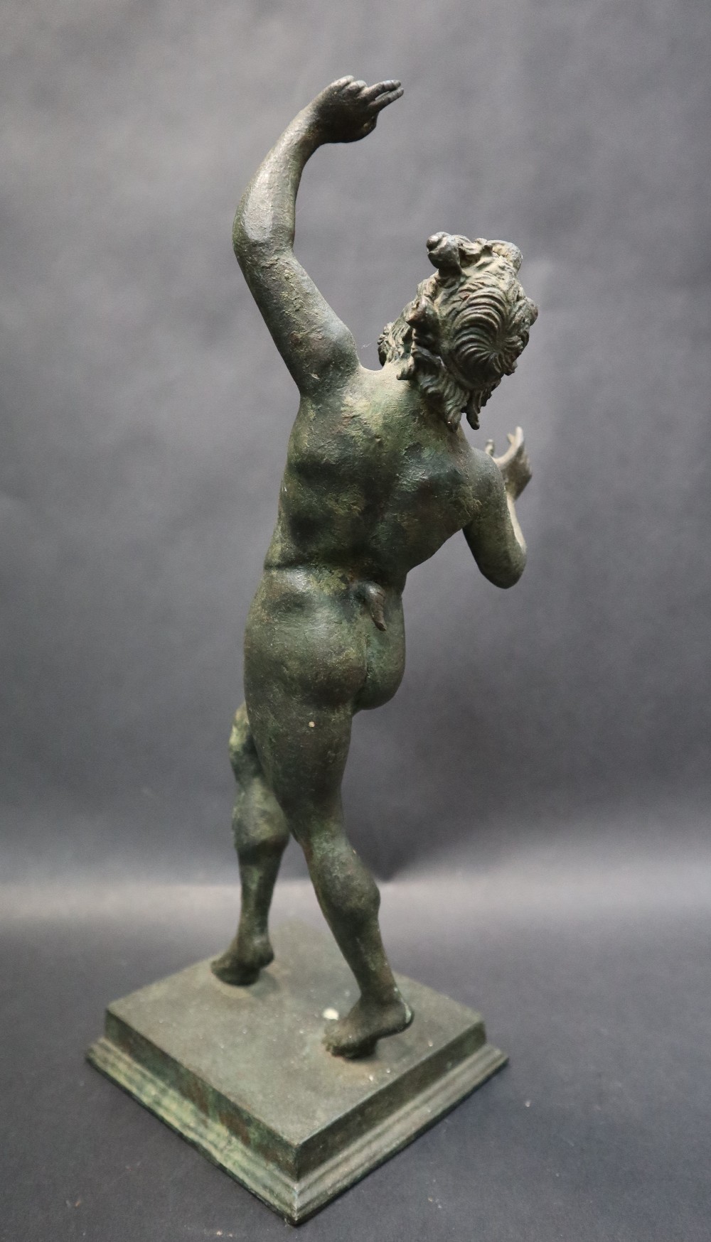 A bronze figurine of "The dancing Faun" on a stepped square base, after the antique, 31. - Image 4 of 7