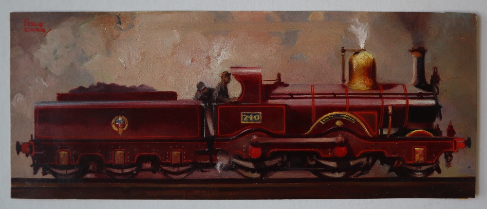 Leslie Carr (1891-1969) A locomotive and tender oil on paper (unframed) Signed 10.5 x 26. - Image 3 of 4