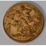 An Edward VII gold sovereign,