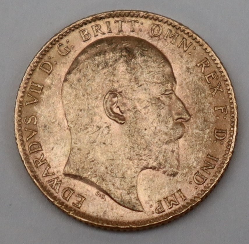 An Edward VII gold sovereign, - Image 2 of 2