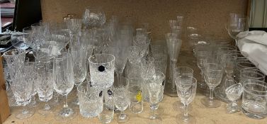 Stuart and Edinburgh crystal glasses together with other crystal glasses and other drinking glasses