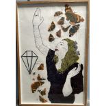 Ryan McClelland Portrait and butterflies A lithograph A/P Signed and dated 2011