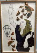 Ryan McClelland Portrait and butterflies A lithograph A/P Signed and dated 2011