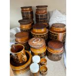 A collection of Hornsea pottery including storage jars, jug,