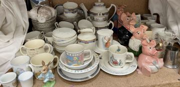 A Royal Vale part tea set, together with other part tea sets, Bunnykins pottery,