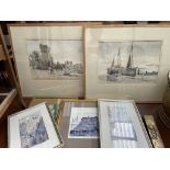 G F Rose A Harbour Scene Watercolour Signed Together with another by the same hand and assorted