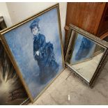 After Renoir The lady in blue A print Together with a gilt wall mirror