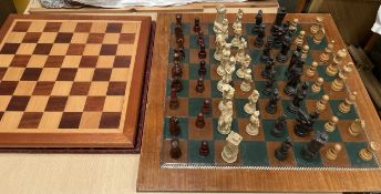 A turned wooden chess set,