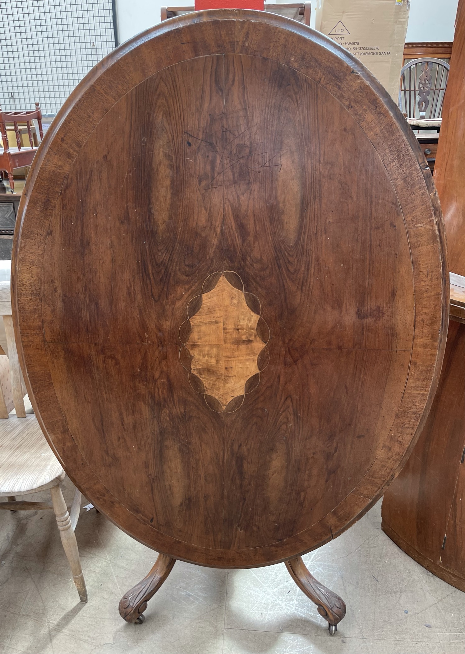 A Victorian walnut supper table, - Image 2 of 2