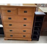 A reproduction satin walnut chest,