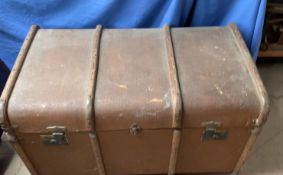 A wooden bound trunk