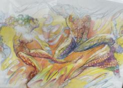 Richard O'Connel Wild Dancing Pencil and crayons Initialled and dated verso Together with another