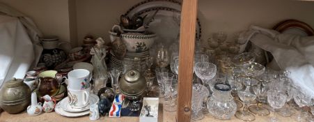 Babycham glasses together with a large collection of drinking glasses, Japanese part tea set,