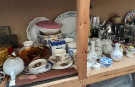 A Losol ware blue and gilt jardiniere, together with assorted commemorative china, Minton,