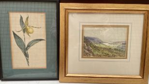 Parker Hagarty View of Ogmore Watercolour Signed Together with a floral print